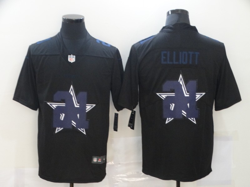 Men's Dallas Cowboys #21 Ezekiel Elliott Black Alternate Jersey